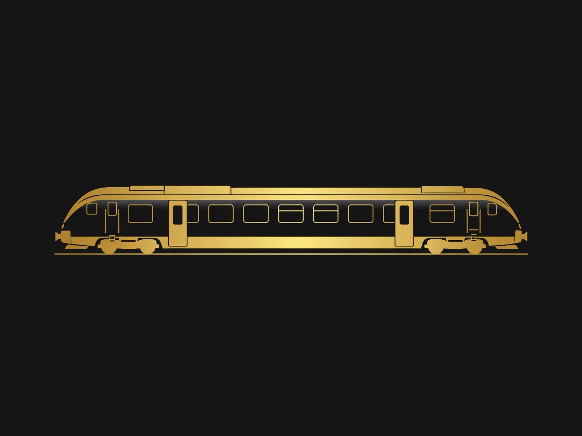 Gold and obsidian flat vector illustration of an overnight sleeper train